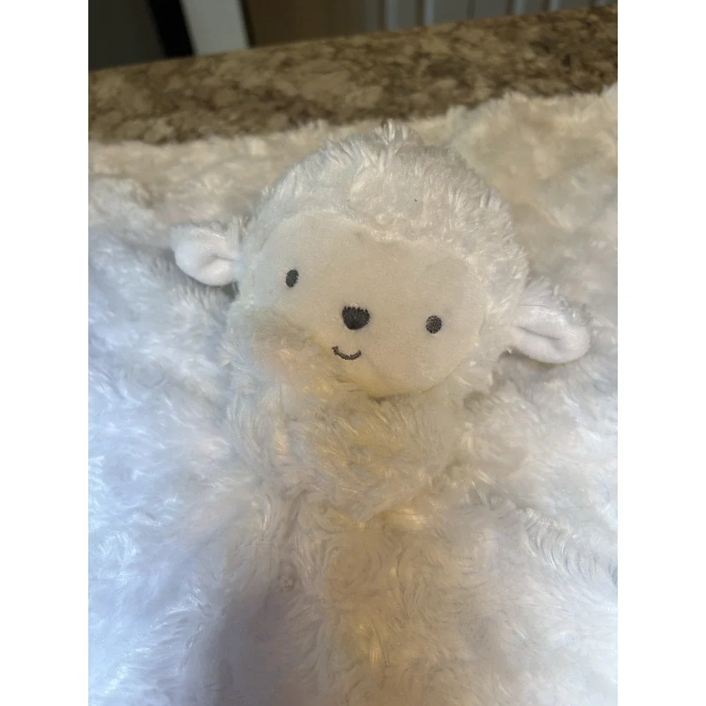 Carters Just‎ One You White Sheep Lovey Soft Security Blanket Reversible VGUC
